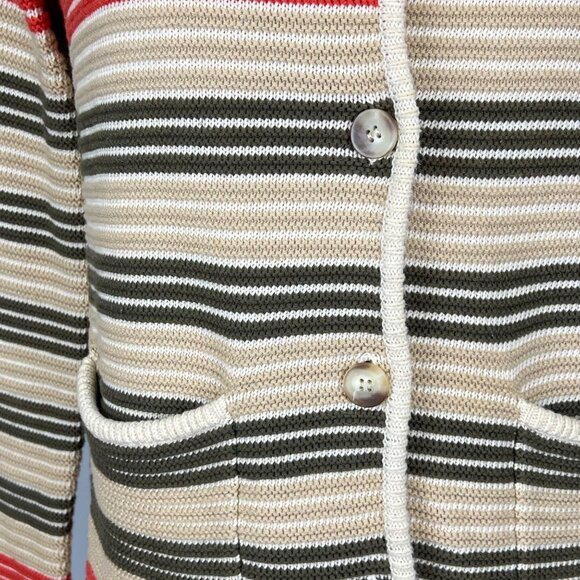 Worth Womens Striped Knit Button Front Cardigan Sweater Tan Brown Red size Small - Picture 4 of 11
